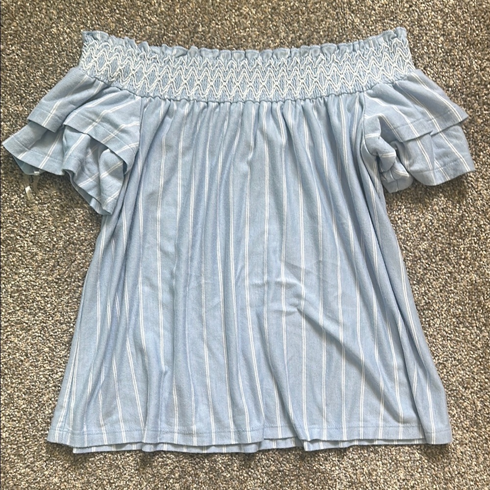 American Eagle Blue Off-Shoulder Women Top